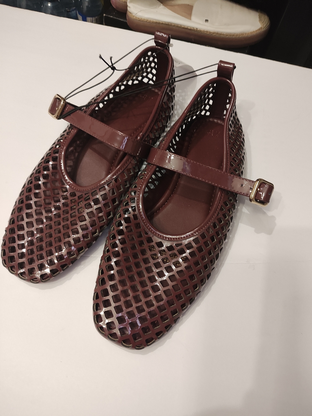 H&M Wine Red Perforated Mary Jane Flats